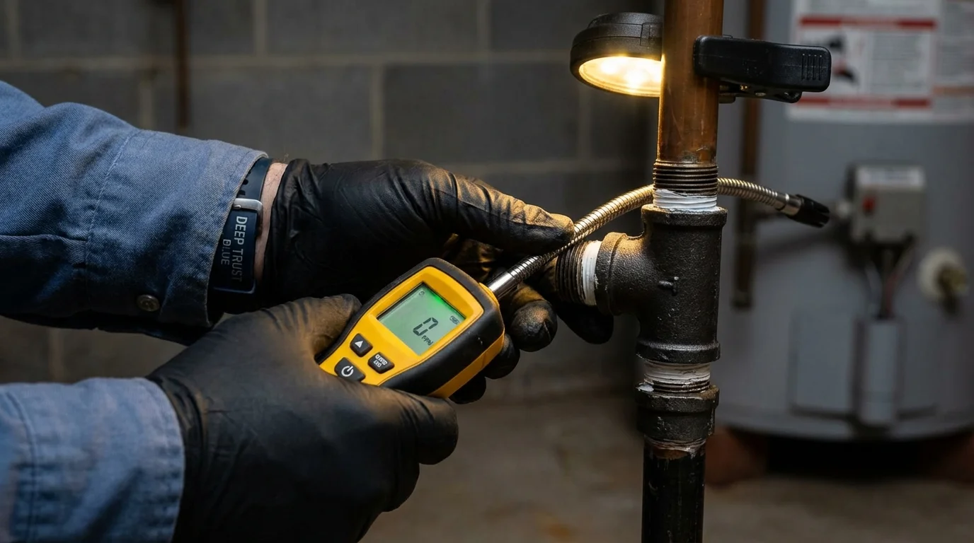 Gas leak detection with electronic sniffer by Johns Plumbing LLC in Caguas